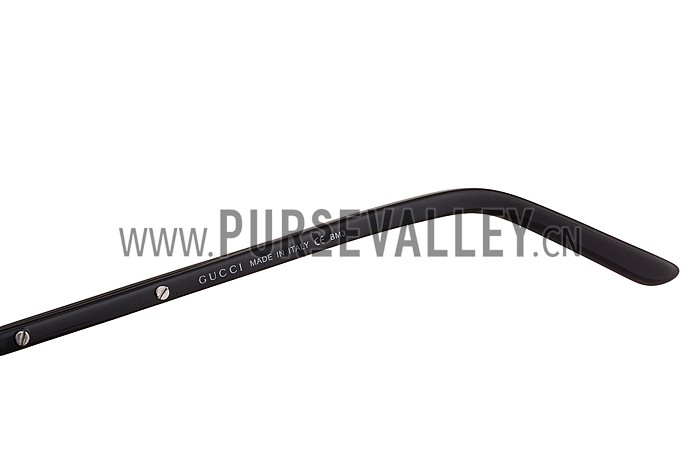 Gucci Aviator Web Detail Black Temple Black Lenses Sunglasses 308140