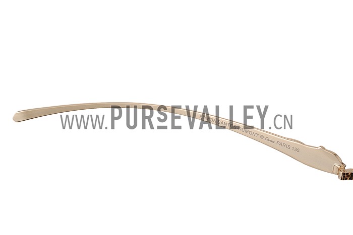 Cartier Panthere Aviator Gold Frame Light Grey Lenses Sunglasses 308186