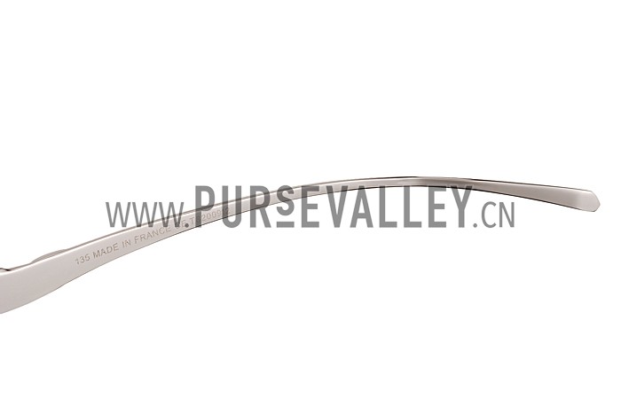 Cartier Panthere Aviator Silver Frame Light Grey Lenses Sunglasses 308187