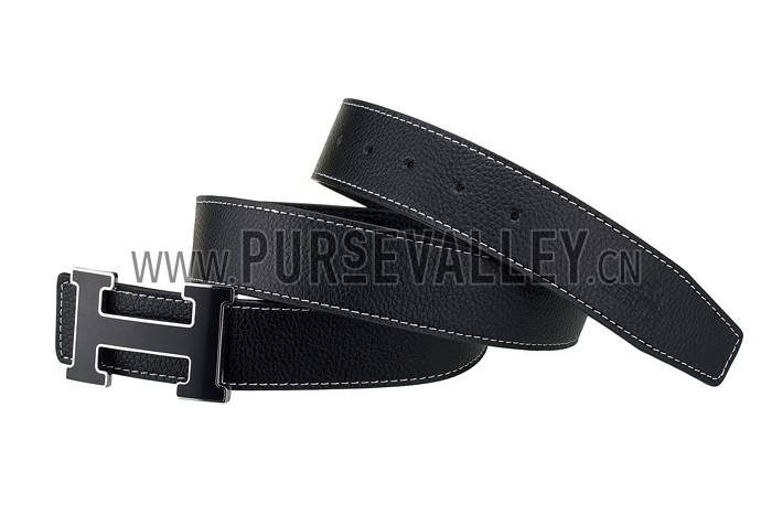 Hermes Large H Buckle Black Belt