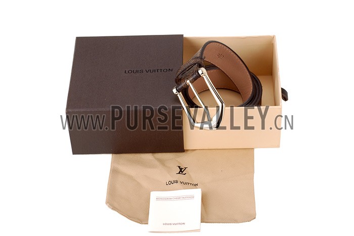 Louis Vuitton Replica Arrow Shaped Brass Hook Buckle Damier Canvas Leather Belt