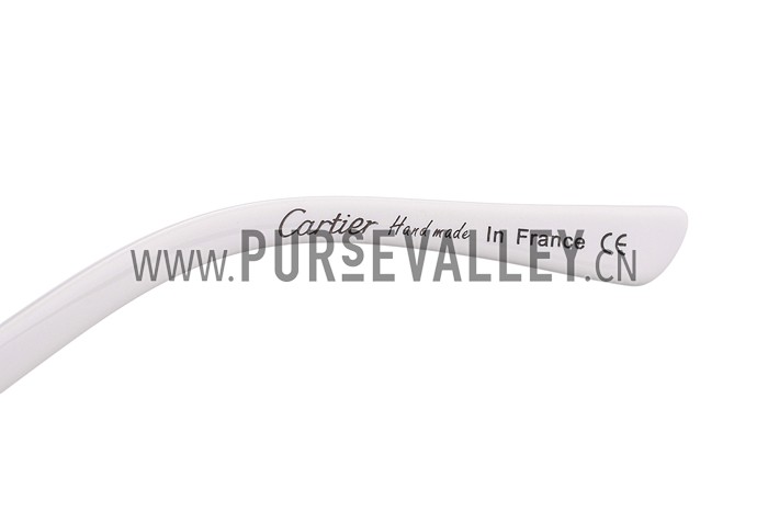 Cartier Panthere Decor Jewelry White Sunglasses 307783