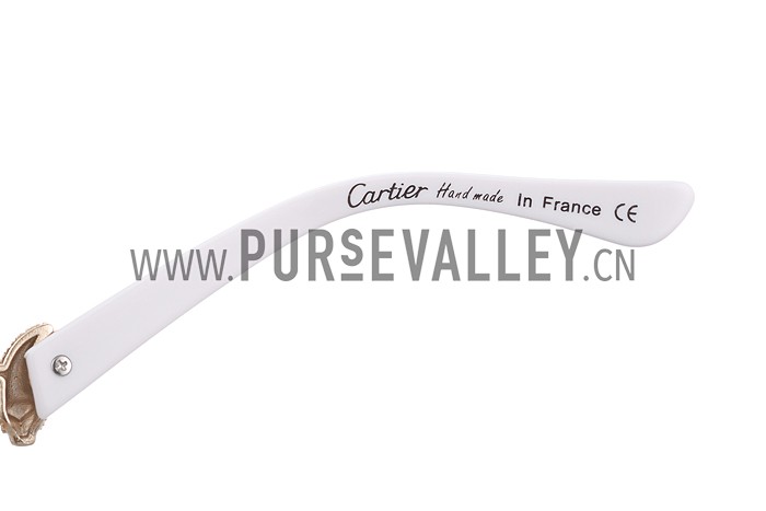 Cartier Wild Panthere Diamond Square White Sunglasses 307785