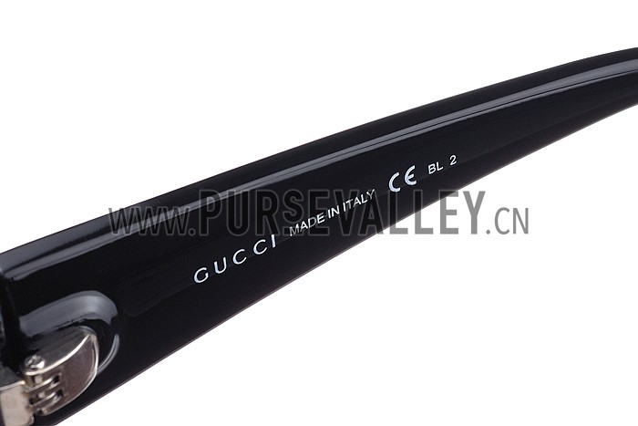 Gucci Oversized Round Leather Dark Blue Sunglasses 307819