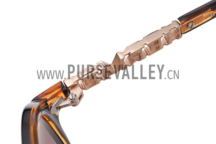 Hermes Aviator With Hermes Logo Brown Sunglasses 307851