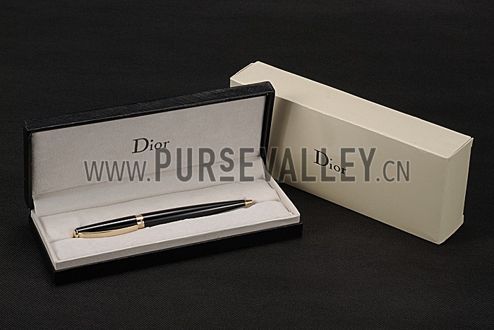 Christian Dior Gold Rimmed Black Ballpoint Pen 622735