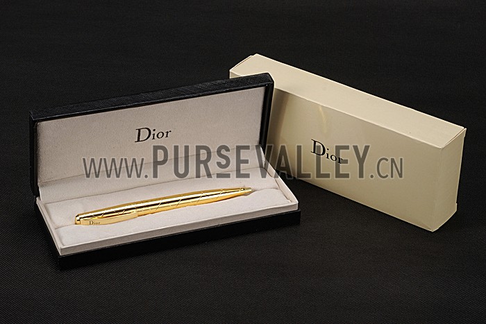 Christian Dior Pattern Grooved Gold Ballpoint Pen 622743