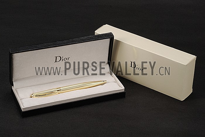 Christian Dior Vertically Grooved Gold Ballpoint Pen 622747