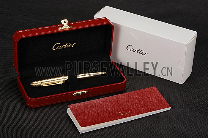 Cartier Gold Embossed Upper Body Gold Ballpoint Pen 622762