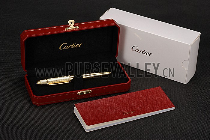 Cartier Gold Patterned Upper Body Gold Ballpoint Pen 622766