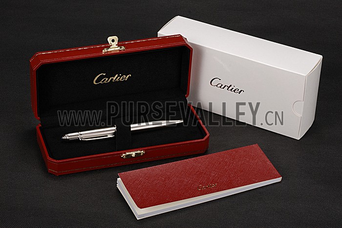 Cartier Fully Wave Patterned Silver Ballpoint Pen 622772