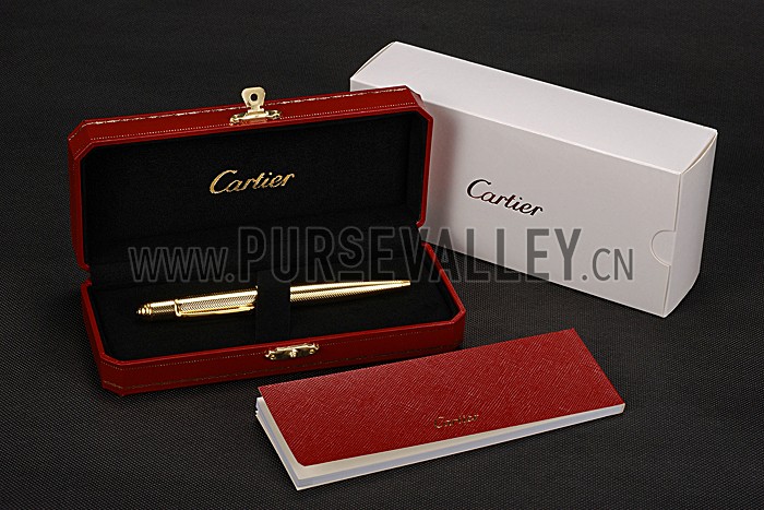 Cartier Fully Wave Patterned Gold Ballpoint Pen 622773