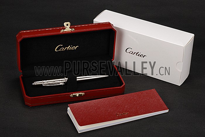 Cartier Upper Body Engraved Silver Ballpoint Pen 622774