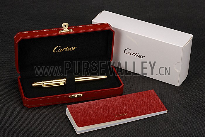 Cartier Upper Body Engraved Gold Ballpoint Pen 622775