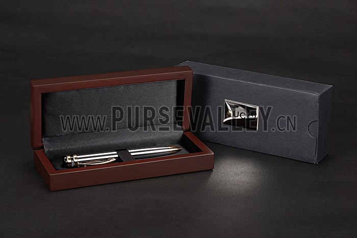 Gucci Gold Rimmed Silver Ballpoint Pen 622785