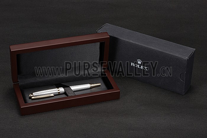 Rolex Rose Gold Rimmed Silver Ballpoint Pen 622803