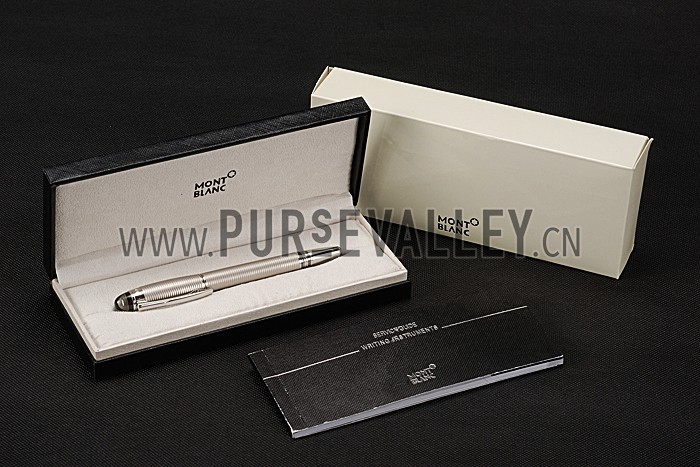 MontBlanc Starwalker Horizontally Grooved Silver Ballpoint Pen With Cap 622809