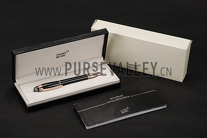 MontBlanc Starwalker Red Gold Rimmed Black Ballpoint Pen With Cap 622818