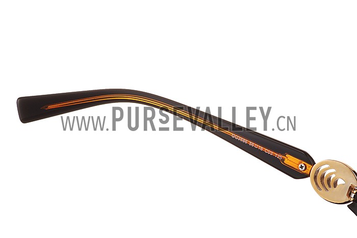 Gucci Elegant Oval Shaped Brown and Yellow Sunglasses 308032