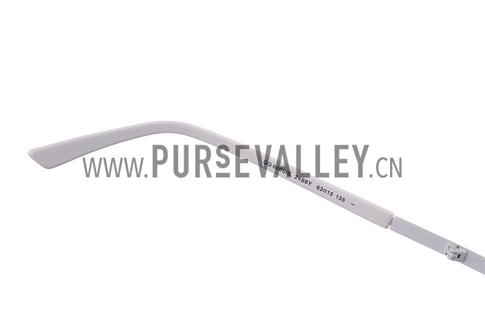 Gucci Aviator Gucci Logo On Lens White Frame Sunglasses 307891