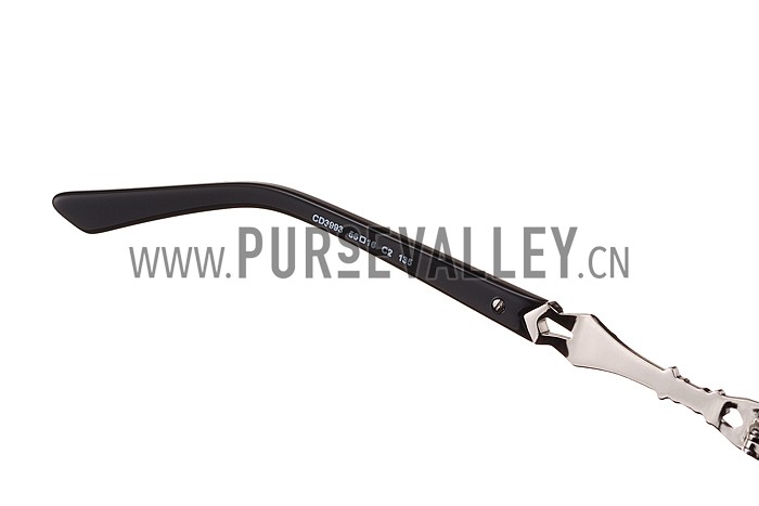 Christian Dior Cat Eye With 3 Stars Black Silver Sunglasses 308023