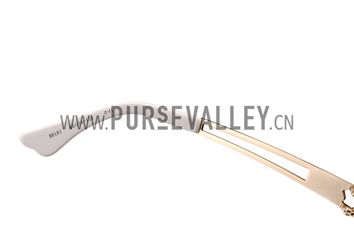 Hermes Studded Carriage Detail White Frame Sunglasses 308096