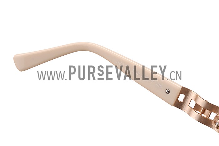 Hermes Oversized Round Frame Beige Sunglasses 308098