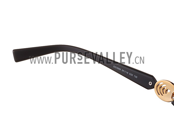 Gucci Elegant Oval Shaped Black Sunglasses 308031