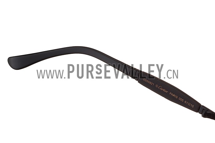 Cartier Aviator Black Frame Grey Lenses Sunglasses 308124