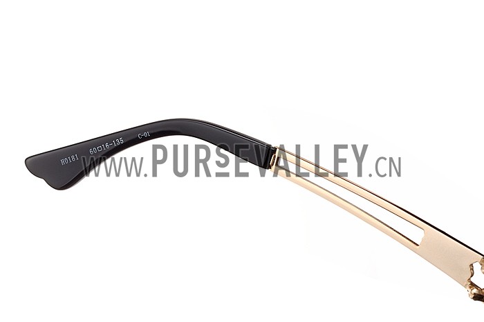 Hermes Studded Carriage Detail Black Frame Sunglasses 308092