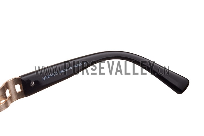 Hermes Oversized Round Frame Black Sunglasses 308097