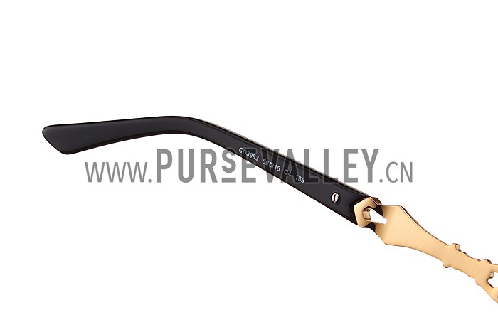 Christian Dior Cat Eye With 3 Stars Black Gold Sunglasses 308022