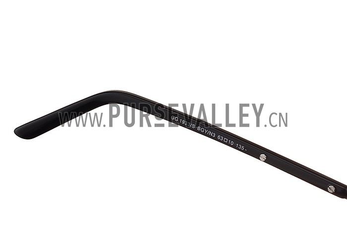 Gucci Aviator Web Detail Silver Temple Grey Lenses Sunglasses 308142