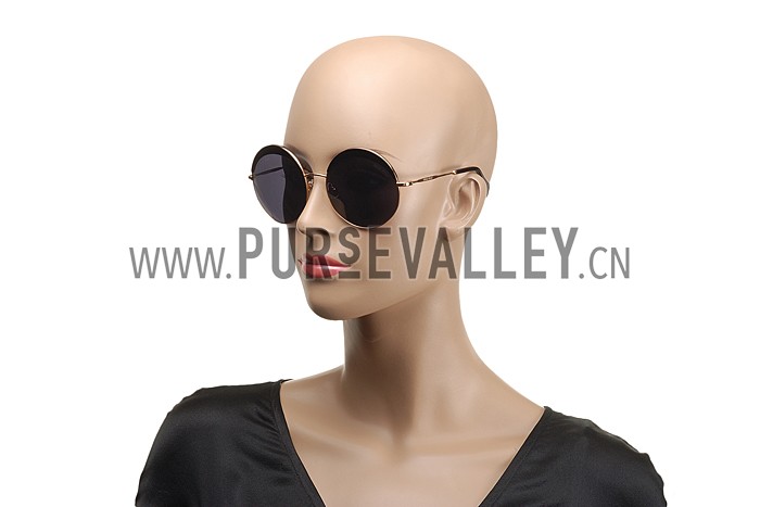 Miu Miu Noir Retro Round Semi-Rimless Black Sunglasses 307887