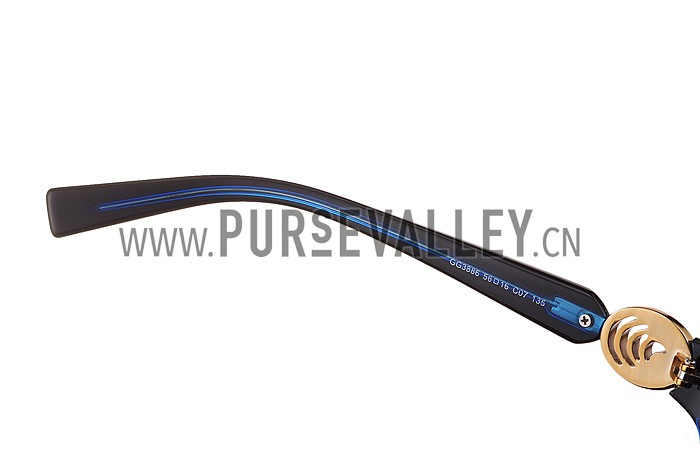 Gucci Elegant Oval Shaped Black and Blue Sunglasses 308030