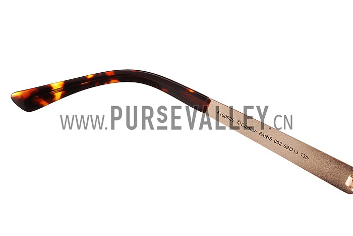 Cartier Panthere Aviator Gold Frame Brown Lense Sunglasses 308128