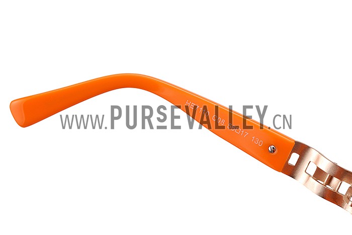 Hermes Oversized Round Frame Orange Sunglasses 308100