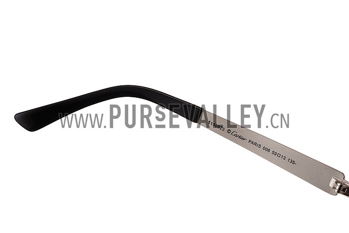 Cartier Panthere Aviator Silver Frame Grey Lenses Sunglasses 308129