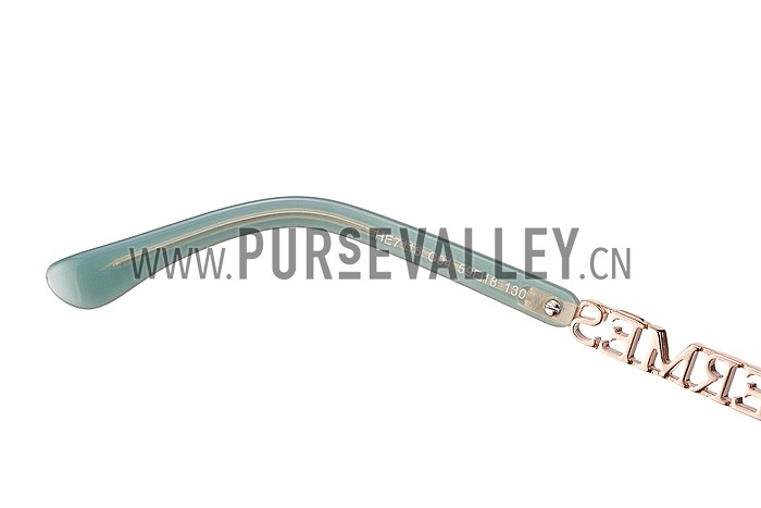 Hermes Large Oversized Green Frame Sunglasses with Metallic Logo 308104