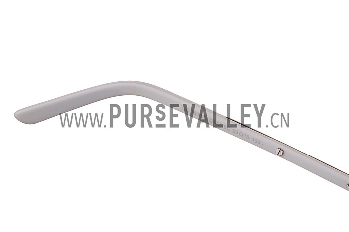 Gucci Aviator Web Detail White Temple Grey Lenses Sunglasses 308143