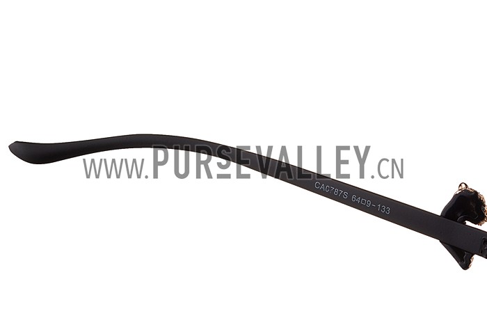 Cartier Screw And Panthere Decor Black Frames Black Lenses Sunglasses 308134