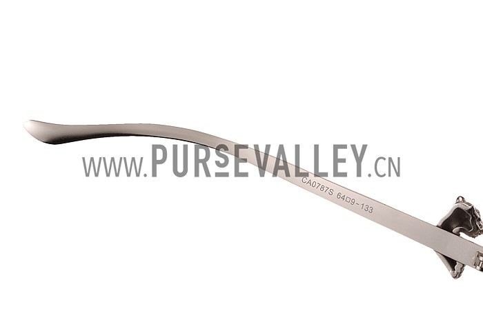 Cartier Screw And Panthere Decor Silver Frames Black Lenses Sunglasses 308136