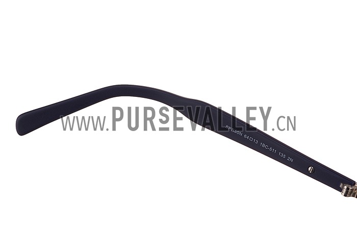 Prada Aviator Silver Frame Blue Lenses Sunglasses 308149