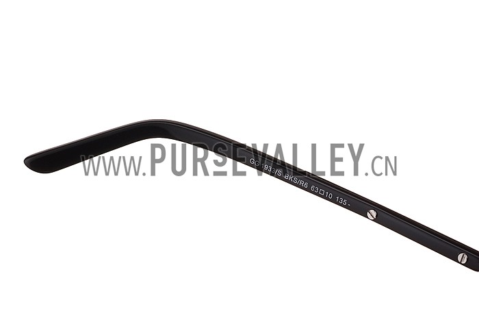 Gucci Aviator Web Detail Black Temple Black Lenses Sunglasses 308140