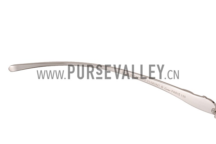 Cartier Panthere Aviator Silver Frame Light Grey Lenses Sunglasses 308187