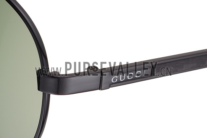Gucci Aviator Wrap Black Frame Green Lens Sunglasses 308210