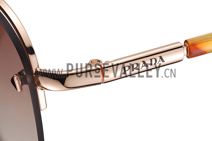 Prada Aviator Gold Frame Tortoiseshell Temples Sunglasses 308229