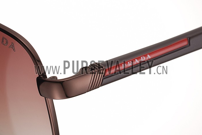 Prada Square Linea Rossa Logo Brown Frame Sunglasses 308219