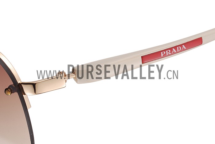 Prada Sporty Linea Rossa Logo Beige Temples Sunglasses 308213