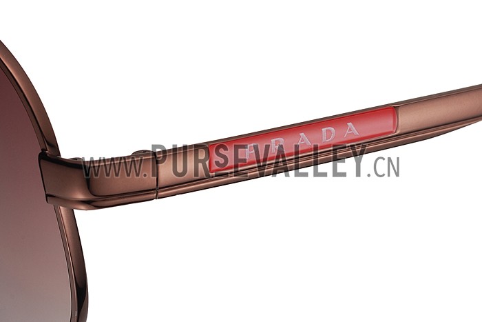 Prada Aviator Linea Rossa Logo Brown Frame Sunglasses 308223